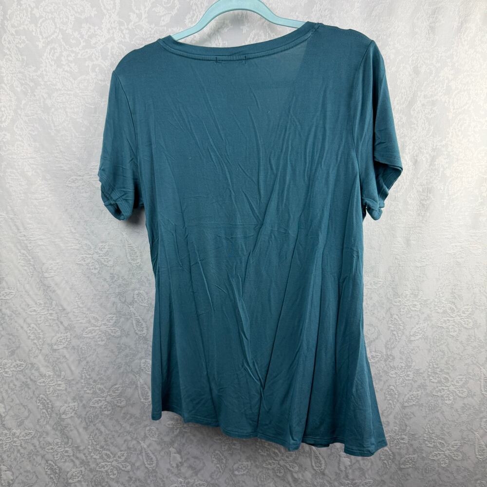 Nine Britton Women’s Teal Blue V-Neck Knot Front Top Size Large - Picture 6 of 6